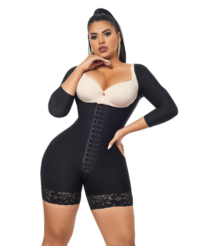 Valentina- Fajas Colombianas Media Pierna con Mangas y Broches