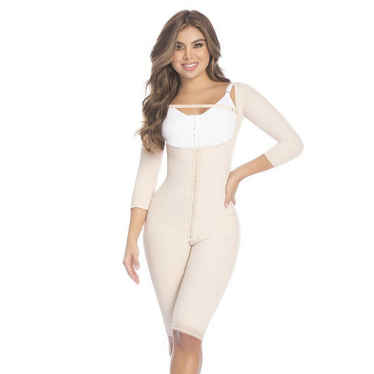 Nereida- Faja Colombiana With 3 Rows Clips and Sleeves Long Leg with Zipper in Intimate Area